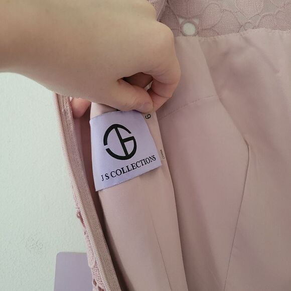 JS Collections Laura A-Line Tea Length Dress Pale Mauve 6 NWT - Picture 9 of 14